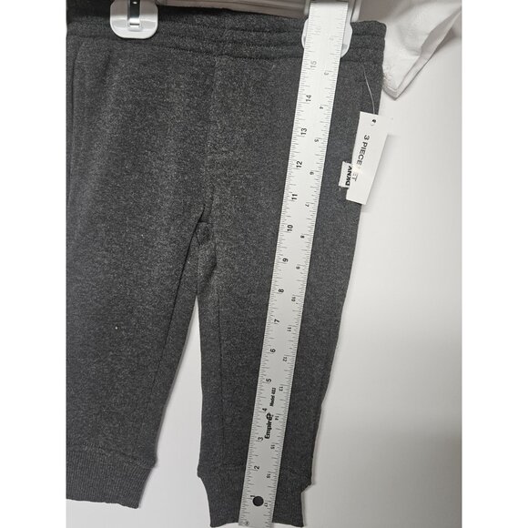 DKNY  12M, Set Of 3, Grey Pull Over Jacket/Grey Pants/ Crew Neck Logo T Shirt - Picture 5 of 11